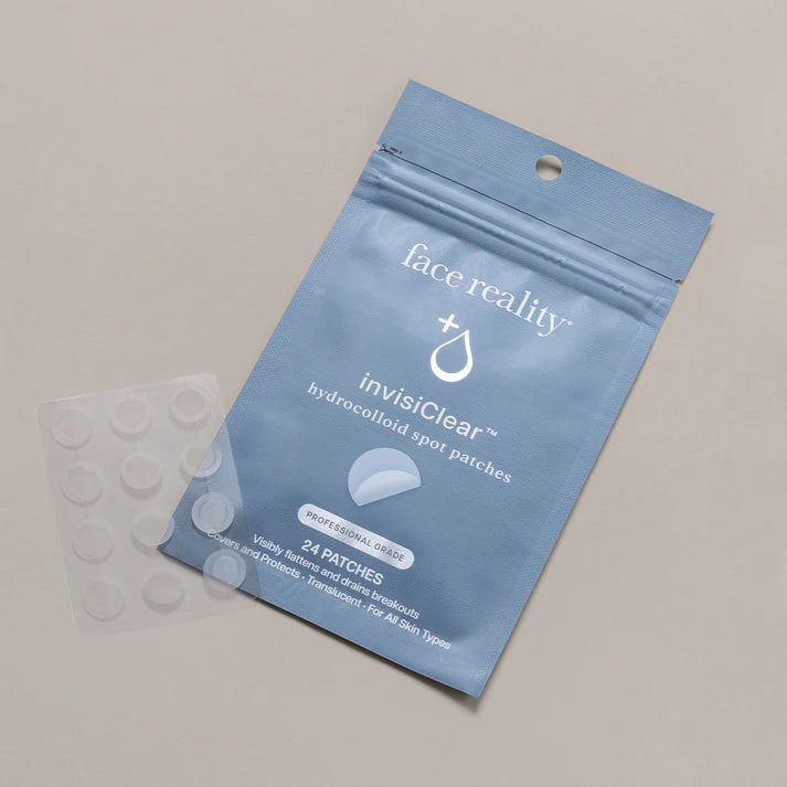 Face Reality's invisiClear hydrocolloid spot patches product packaging