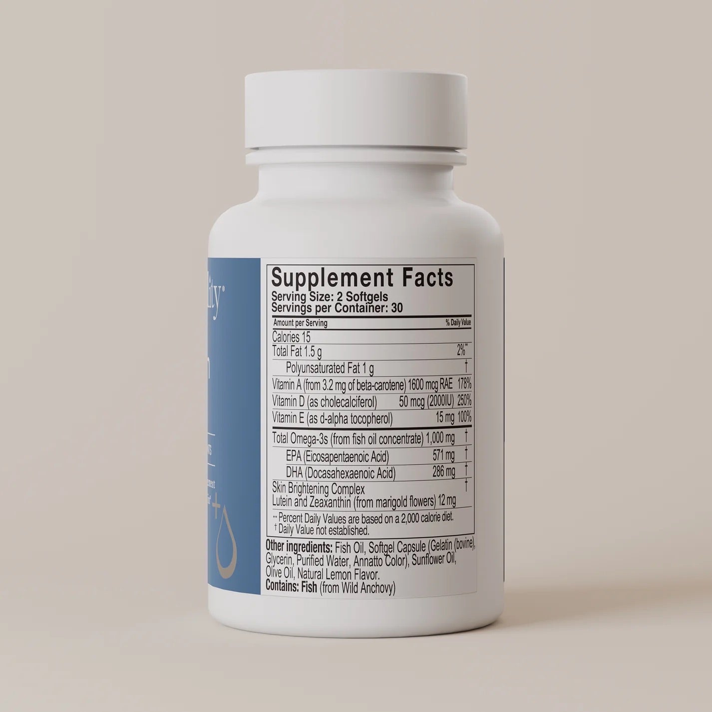 Face Reality's clear skin balance product bottle with ingredients list, on beige backdrop