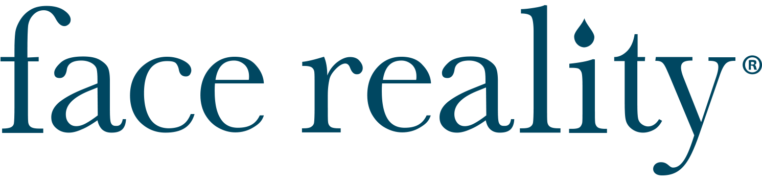 Logo of 'face reality' with teal text on a white background