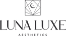 Luna Luxe Aesthetics logo with geometric design and moon symbol on a white background
